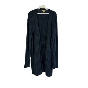Vintage 90s Eddie Bauer Cotton Cable Knit Long Cardigan Sweater